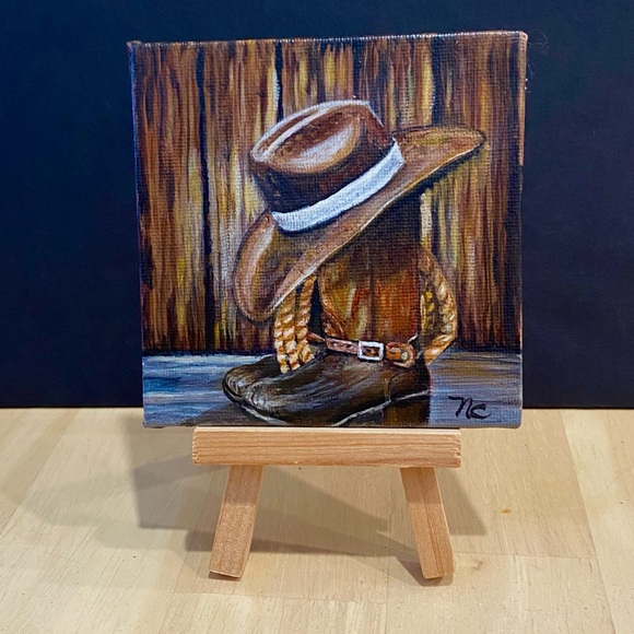 Hand Crafted Rustic Boots & Hat Art - Picture 2 of 4